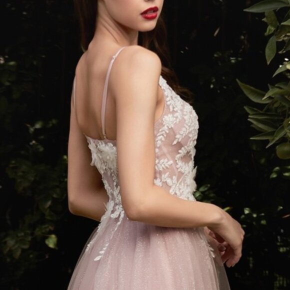 new Mauve color PROM PARTY FORMAL EVENING LONG MAXI FLORAL A-LINE GOWN CD075 - Picture 3 of 9